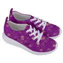 Gold Purple Floral Print Women s Lightweight Sports Shoes View3