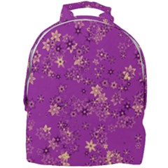 Gold Purple Floral Print Mini Full Print Backpack by SpinnyChairDesigns