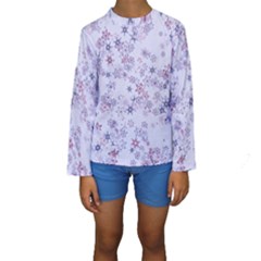 Pastel Purple Floral Pattern Kids  Long Sleeve Swimwear by SpinnyChairDesigns