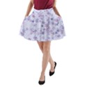 Pastel Purple Floral Pattern A-Line Pocket Skirt View1