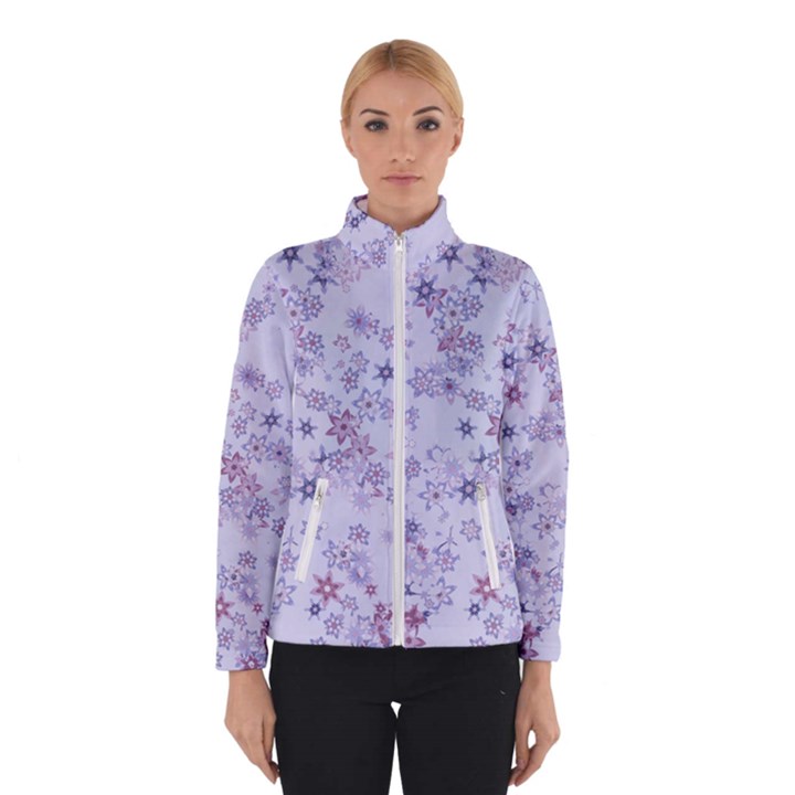 Pastel Purple Floral Pattern Winter Jacket