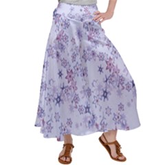 Pastel Purple Floral Pattern Satin Palazzo Pants by SpinnyChairDesigns