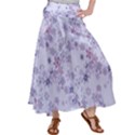 Pastel Purple Floral Pattern Satin Palazzo Pants View1