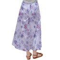 Pastel Purple Floral Pattern Satin Palazzo Pants View2