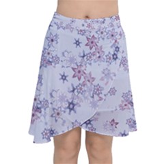 Pastel Purple Floral Pattern Chiffon Wrap Front Skirt by SpinnyChairDesigns