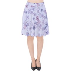 Pastel Purple Floral Pattern Velvet High Waist Skirt by SpinnyChairDesigns