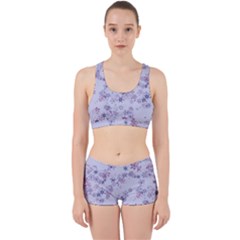 Pastel Purple Floral Pattern Work It Out Gym Set by SpinnyChairDesigns