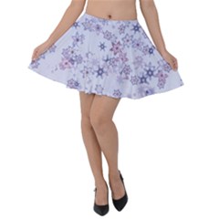 Pastel Purple Floral Pattern Velvet Skater Skirt by SpinnyChairDesigns