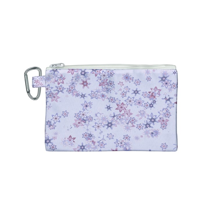 Pastel Purple Floral Pattern Canvas Cosmetic Bag (Small)