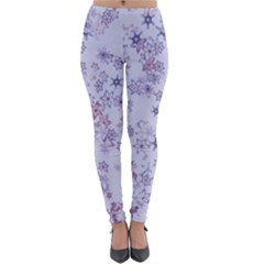 Pastel Purple Floral Pattern Lightweight Velour Leggings by SpinnyChairDesigns