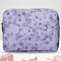 Pastel Purple Floral Pattern Make Up Pouch (large) by SpinnyChairDesigns