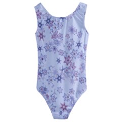 Pastel Purple Floral Pattern Kids  Cut-out Back One Piece Swimsuit by SpinnyChairDesigns