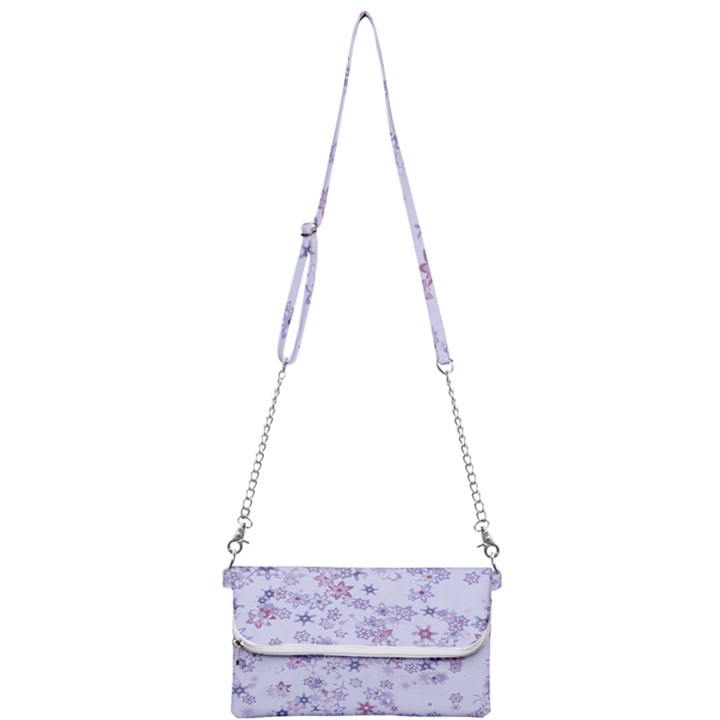 Pastel Purple Floral Pattern Mini Crossbody Handbag