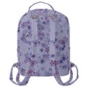 Pastel Purple Floral Pattern Flap Pocket Backpack (Large) View3