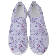 Pastel Purple Floral Pattern Men s Slip On Sneakers by SpinnyChairDesigns