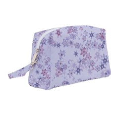 Pastel Purple Floral Pattern Wristlet Pouch Bag (medium) by SpinnyChairDesigns