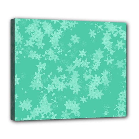 Biscay Green Floral Print Deluxe Canvas 24  X 20  (stretched) by SpinnyChairDesigns