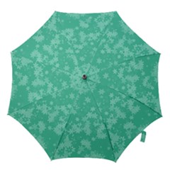 Biscay Green Floral Print Hook Handle Umbrellas (small) by SpinnyChairDesigns