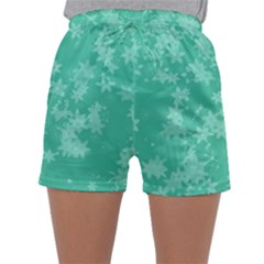 Biscay Green Floral Print Sleepwear Shorts by SpinnyChairDesigns