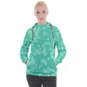 Biscay Green Floral Print Women s Hooded Pullover View1