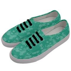 Biscay Green Floral Print Men s Classic Low Top Sneakers by SpinnyChairDesigns