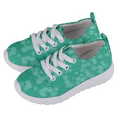 Biscay Green Floral Print Kids  Lightweight Sports Shoes by SpinnyChairDesigns