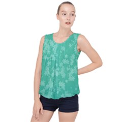 Biscay Green Floral Print Bubble Hem Chiffon Tank Top by SpinnyChairDesigns