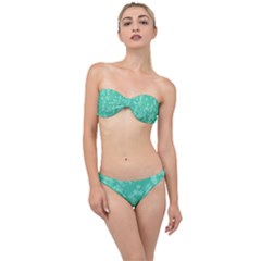 Biscay Green Floral Print Classic Bandeau Bikini Set by SpinnyChairDesigns