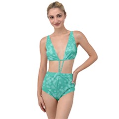 Biscay Green Floral Print Tied Up Two Piece Swimsuit