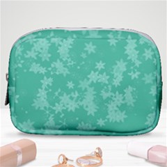 Biscay Green Floral Print Make Up Pouch (small) by SpinnyChairDesigns