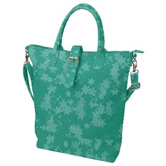 Biscay Green Floral Print Buckle Top Tote Bag by SpinnyChairDesigns