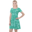 Biscay Green Floral Print Cap Sleeve Velour Dress  View1