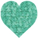 Biscay Green Floral Print Wooden Puzzle Heart View1