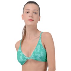 Biscay Green Floral Print Knot Up Bikini Top by SpinnyChairDesigns