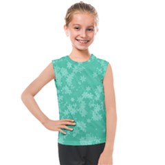 Biscay Green Floral Print Kids  Mesh Tank Top by SpinnyChairDesigns