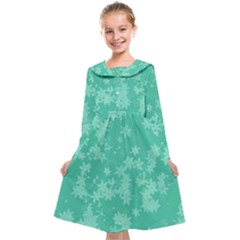 Biscay Green Floral Print Kids  Midi Sailor Dress