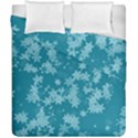 Teal Blue Floral Print Duvet Cover Double Side (California King Size) View1