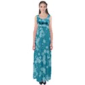 Teal Blue Floral Print Empire Waist Maxi Dress View1