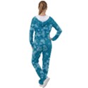 Teal Blue Floral Print Women s Tracksuit View2