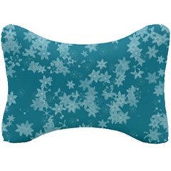 Teal Blue Floral Print Seat Head Rest Cushion by SpinnyChairDesigns