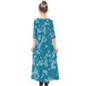 Teal Blue Floral Print Kids  Quarter Sleeve Maxi Dress View2