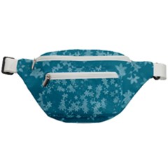 Teal Blue Floral Print Fanny Pack by SpinnyChairDesigns