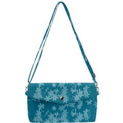 Teal Blue Floral Print Removable Strap Clutch Bag by SpinnyChairDesigns