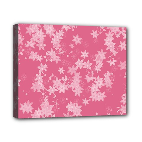 Blush Pink Floral Print Canvas 10  X 8  (stretched) by SpinnyChairDesigns