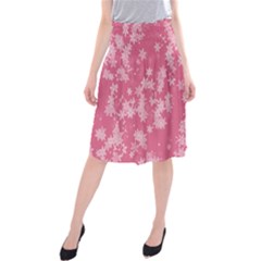 Blush Pink Floral Print Midi Beach Skirt by SpinnyChairDesigns