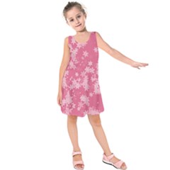 Blush Pink Floral Print Kids  Sleeveless Dress by SpinnyChairDesigns