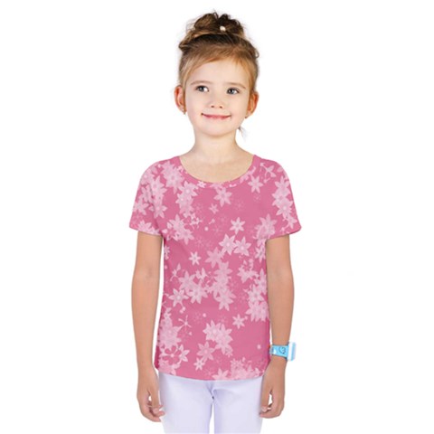 Blush Pink Floral Print Kids  One Piece Tee by SpinnyChairDesigns