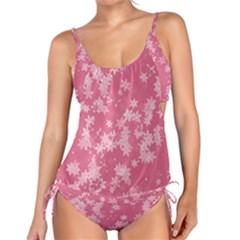 Blush Pink Floral Print Tankini Set by SpinnyChairDesigns