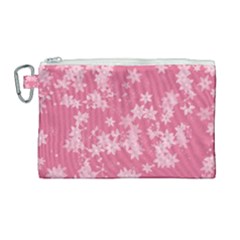 Blush Pink Floral Print Canvas Cosmetic Bag (large) by SpinnyChairDesigns