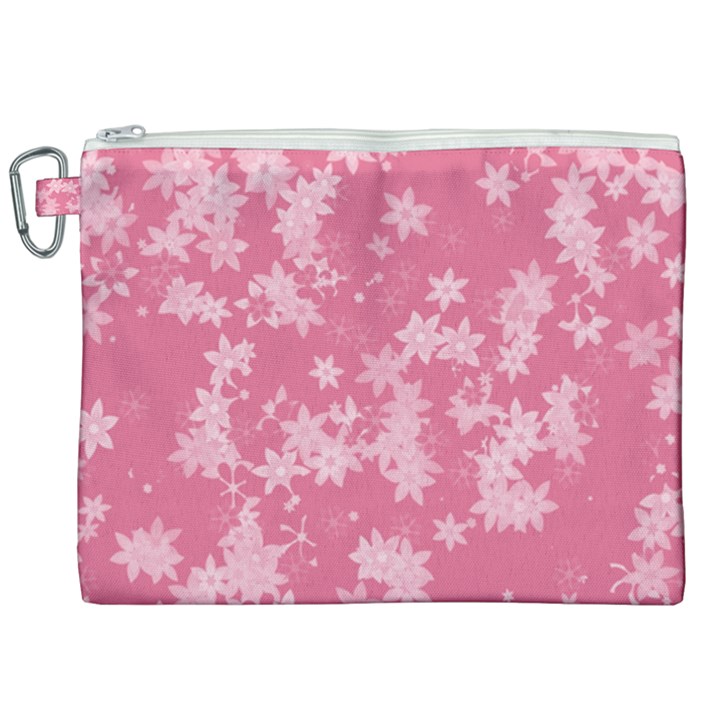 Blush Pink Floral Print Canvas Cosmetic Bag (XXL)